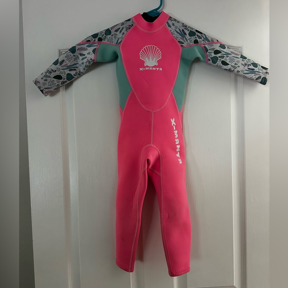 Kids Pink and Green Wetsuit 4T